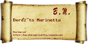 Beráts Marinetta névjegykártya
